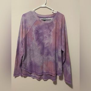 Lightweight waffle shirt; purple tie dye; L